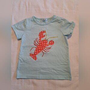 Baby Boden girls 2-3 years lobster applique short sleeve shirt, has a few marks